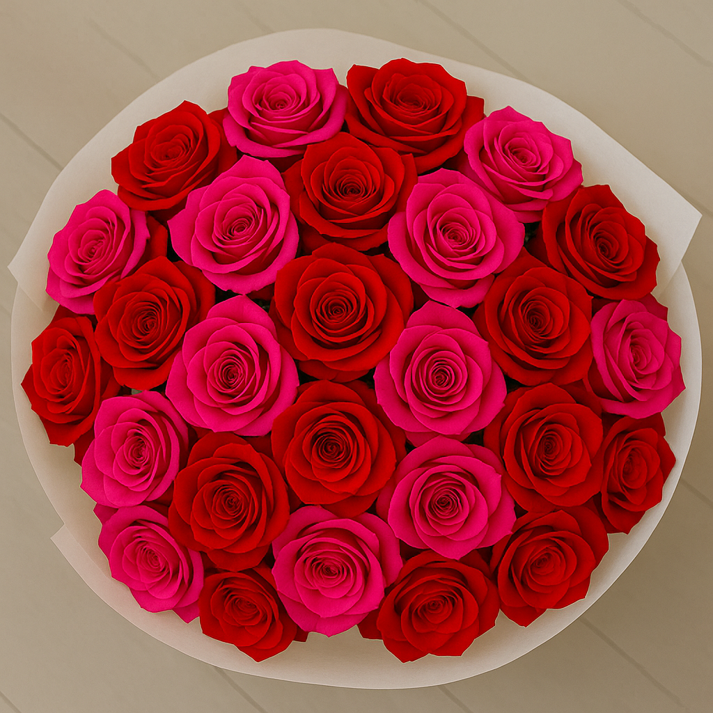 Mixed Pink & Red Roses Bouquet