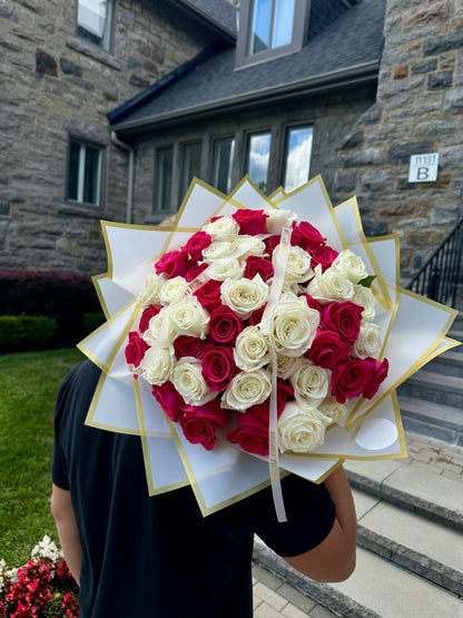 Mixed Pink & White Roses Bouquet