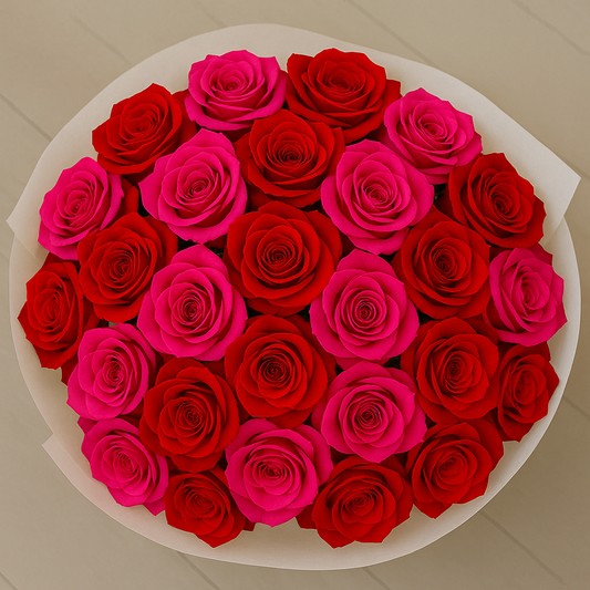 Mixed Pink & Red Roses Bouquet