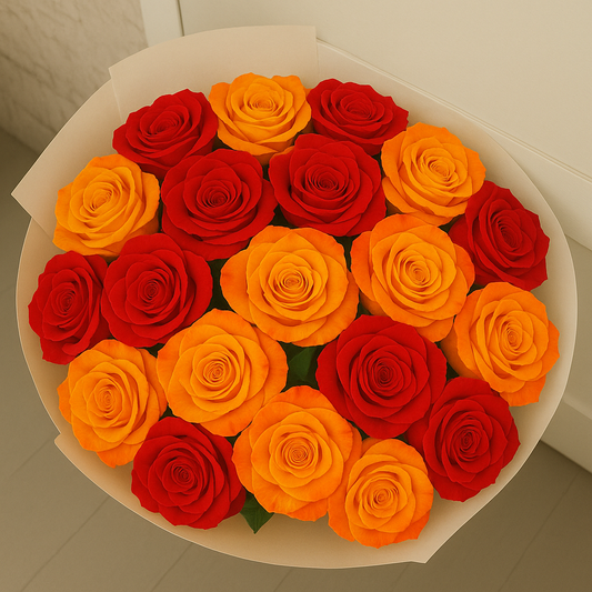 Mixed Red & Yellow Roses Bouquet